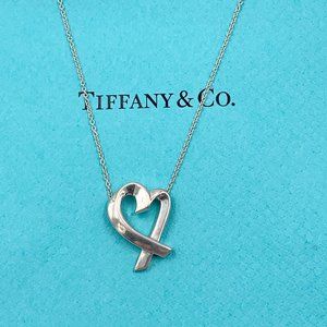 Authentic Tiffany & Co Paloma Picasso Loving Heart Pendent Silver Necklace